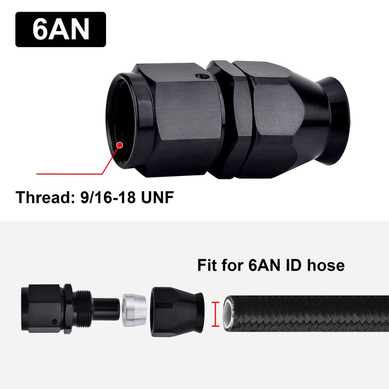 EVIL ENERGY 6AN PTFE Hose End Fitting Straight Black for PTFE Hose Only - Image 4